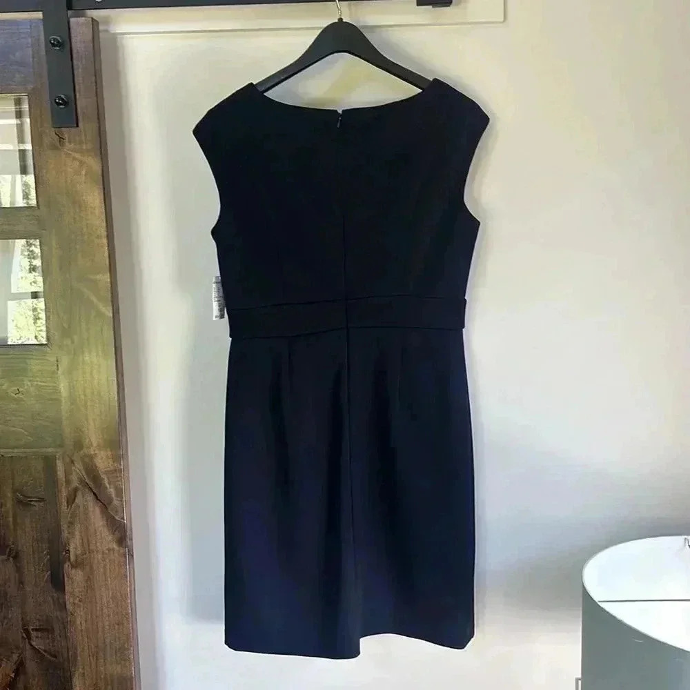 DRESS BARN Women's Navy Blue Sleeveless Lined Sheath Dress size 12 NWTs - Picture 9 of 11
